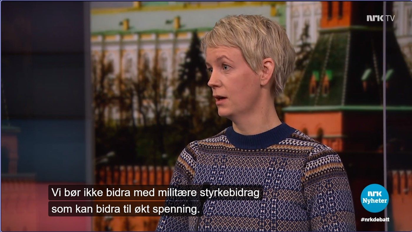 SVs Ingrid Fiskaa på debatten i NRK 19-januar-2022. 